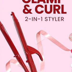 Beachwaver Clamp & Curl sparkling Red 2-in-1 Hair Styler. New in box